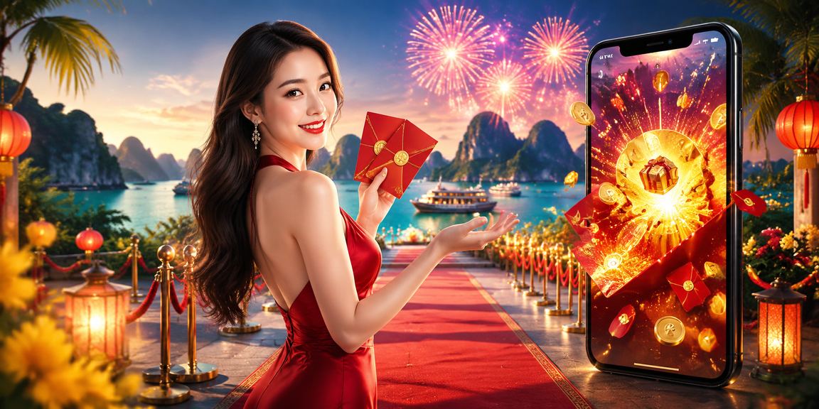 Người dùng kiểm tra kèo trên điện thoại nhìn ra vịnh Hạ Long